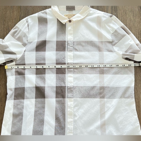 Burberry White and Gray Plaid Button-up Shirt - Picture 8 of 11